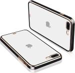 Clickaway Apple Iphone 7S Plus Back Cover Gold Electroplating Transparent Chrome Raised Edges Super Soft-Touch Bumper Case (Black)