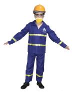 Kaku Fancy Dresses Polyester Our Community Helper Fire Fightre Costume For Kids Fire Fighter Coat With Helmet, Mouth Mask & Googles For Boys & Girls -7-8 Years,Blue