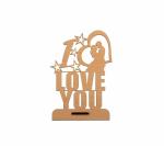 Future Works Wooden I Love You Handcrafted Table Top with Romantic Quotes / Gift for Valentine's Day, Anniversary (Brown)