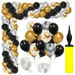 Zyozique Black Gold and Silver Balloon with Gold Confetti Balloon Garland Arch Kit (Pack Of 78)