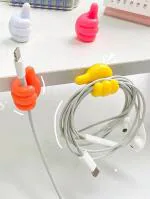 Kruvad Thumb Hook Cable Clips Organizer Sticker Hook Creative Thumbs Up Shape Wall Hooks Self-Adhesive for Key Hanger Desktop Cord Wire Clips Wire [ Pack of 12 ]