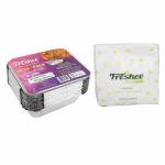 Freshee Container With Tissues, 100 sheets of 1ply Tissue Paper Sheets & 450ml 25pcs Aliminium Silver Foil Container For Multi Use Combo