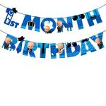 Zyozique 1st month birthday decorations for boy /1st month baby photoshoot items /1st month baby boy photoshoot props /1st months banner/1st month birthday decoration set/First Month Birthday Banner
