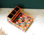 Monstera Hut Tangerine Twist - Paper Cum Cutlery Holder (10x7.5x4 inches)