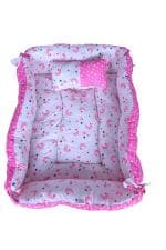 KUPEPE Rectangle Baby Tub Bed and Baby Pillow Luxury Baby Mattress Bed Sleeper Bed Portable Baby Carry Nest, Comfortable Cushioning - Age 0+ Months - Pink Luxury Crib (Fabric, Pink)