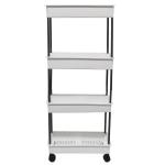 PHILOSHOP Fruit & Vegetable 4 Layer Kitchen Trolley, Basket with wheels (White)