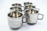i WARE KkitchenCare Stainless Steel Silver Touch Double Wall Tea Coffee Cups, Set of 6