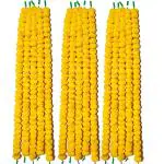 Agnirva Artificial Marigold Fluffy Flower Garland for Decoration Yellow Genda Phool Mala for decoration (5 Feet/Set of 5 Mala)