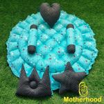 Motherhood Sky Blue Cotton Baby Tub Bed With 5 Pillows Bedding Set