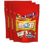 Mars Minis Assorted Chocolate Pack | Best of Minis | Snickers Miniature | Bounty Miniature | Twix Chocolate Bar | Galaxy Smooth Milk | 128 g |Pack of 3