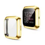 LIRAMARK Soft TPU Front Protection Case Cover for Fitbit Versa 2 Smart Watch (Gold)
