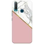 MobiEra Vivo Y15 Multicolor Mable Golden Lines Design Plastic Hard Case Cover