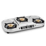 Padmini Stainless Steel 3 Burner CS 307 HF LPG Manual Gas Stove with High Flame Burner (Silver)