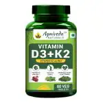 Agniveda Naturals Vitamin D3 Supplement Lichen Source with Vitamin K2 MK7 Menaquinone - 60 Tabs