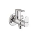 Prestige Opal Brass 2 in 1 Chrome Finish Angle Valve with Wall Flange (Silver)