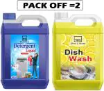 Bliss & Blush Washing Machine Liquid Detergent 5L And Dish Wash Liquid 5L Deep Cleaning Power Multi-Fragrance Liquid Detergent (2 x 5 L)