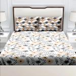 Bella Casa 180 TC King Size Cotton Abstract Brown Colour Bedsheet with 2 Pillow Covers (GEN1202)