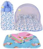 Kwitchy New Born Baby Boy's & Baby Girl's Bedding Combo Mosquito Net Bed Sleeping Bag & Plastic Sheets Set