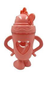 Te Quiti Pink Plastic Spil Proof Baby Sipper Smiling Bunny Face Design Water Bottle For Girls and Boys 200ml