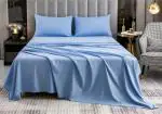 RC My Mini Bazaar Plain Solid Bedsheet King Size bedsheets Plain Cotton Bedsheets for Double Bed with Two Pillow Cover (Size 90 * 100, Blue)