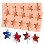 BAKEMO Silicone Lollipop Mould | 10 Cavity Star Shaped Candy Mold | Ice Candy Making Tray | Ideal for Lollipop, Ice Candy, Hard Candy, Sucker, Cake Pop & Chocolate Creation (Multicolor - PK1)