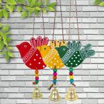 Sohibe Bird Hanging Garden Balcony Home Decoration Show Piece Handmade Hand-Painted Wall Hanging (Wooden)