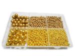 Craftlove Golden Plastic Shiny And Matte 1500 Beads Kit -Multiple Sizes (Pack Of 1500)