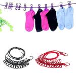 ZURU BUNCH Set of 2 pcs Clothesline with Clips Portable Expandable Adjustable Retractable Airer for Camping Travel Clothes Laundry Drying Outdoor and Indoor-Multi