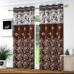 Maruti Furnishing Self Design Printed Room Darkening Curtains For Living Room Hall Office (Brown) - Size: 4*5 Feet - Pack Of 2