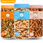 41 foods Dry fruits combo pack of Cashews Almonds Walnuts | Akhrot Kaju Badam ( 250GM X 3 ) 750 GM