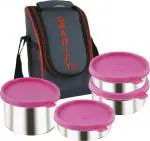 Granify A-365 Red Stainless Steel Lunch Box with 4 Stainless Steel Containers and Lunch Box Bag 1050 ml