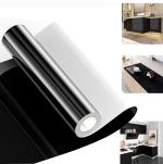 SUPERFAB Black Glossy Wallpaper Peel & Stick Vinyl Contact Paper Self Adhesive Wallpaper for Kitchen Cabinets Furniture Countertop Removable Waterproof Wallpaper Vinyl 2 FEET X 4 FEET
