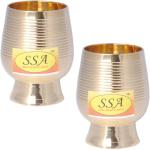 Shivshakti Arts (Pack of 2) C-1094-2 Glass Set Water/Juice Glass (300 ml, Brass, Yellow)