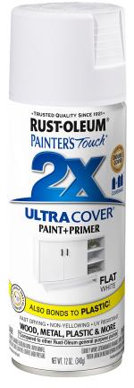 Rust-Oleum Painter's Touch 249126 Ultra Cover 2x Spray Paint Matte Flat White, 340 grams