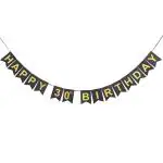Festiko Happy Birthday Banner For 30th, Happy Birthday Black Glitter Banner, Thirty Years Old Birthday Decorations, Cake Smash Photo Prop