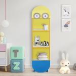 TADesign Min-02 Engineered Wood 3 Shelves Bookcase, White, Yellow & Blue (Matte Finish, Non-Toxic Furniture, 18 Months Warranty)