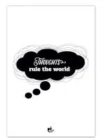 THINKPOT Thoughts Rule The World Black and White Rectangular Paper Poster - 12 x 18 inch
