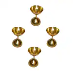pujaNpujari Brass Kamal Akhand Diya Oil Lamp for Pooja and Diwali Brass (Pack of 4) Table Diya Set (Height: 3 inch)