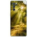 GADGETSWRAP Printed Vinyl Skin Sticker for Oppo Reno 6 Pro - sun rays through the forest trees road