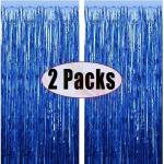Propsicle 2 Pcs 3ftx6ft Blue Foil Curtains Birthday Decoration for Boys Girls, Anniversary, Bachelorette Party Decoration - Pack of 2