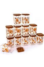 Skyheart Orange Plastic Unbreakable Air Tight Modular Kitchen Storage Grocery Container 1100ml - Pack of 12