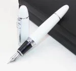 GOLD LEAF Unique Jinhao 159 Fountain Pen Shine White Medium Nib With Chrome Trims