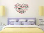 Lanstick Vinyl Multicolor Baby Love Words In Heart Shape Self Adhesive Wall Sticker 28 inch