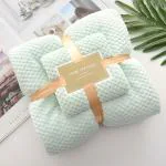 LINEAR Microfiber Bath Towel & Hand Towel Set, 300 GSM (Green, 70 * 140 cms, 35 * 75 cms)