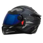 Steelbird SBH-17 Terminator ISI Certified Full Face Graphic Helmet in Matt Finish(Large 600 MM, Black Grey with Chrome Blue Visor)