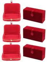 atorakushon Velvet Combo Jewellery Box Ring Box Earrings Necklace Organiser For Women's Set of 6 ( maroon )