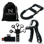 NERVES Adjustable Hand Gripper Set of 3 with Counter Finger Gripster & Wrist Strengthener for Veins Forearm Exercise Equipment Gym & Home Workout Grip Tool Kit Wrist Hand Gripper (Dark Edition)