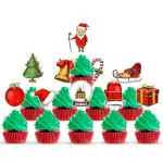 Zyozique Merry Christmas Cup Cake Toppers - Christmas Theme CupCake Topper (Pack Of 10)