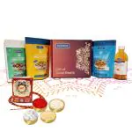 Keeros Healthy Rakhi Gift Hamper for Brother / Sister with Rakhi Roli Chandan Tikka Chawal Mishri|Combo of Sweet & Salted, Tasty & Nutritious Super Snacks & Super Drink in a Premium Gift Pack for Rakshabandhan