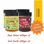 RAMBABU PARATHA BHANDAR Traditionally Hand-made Aam ka Achar 2 Jar + Sonth 2 Jar Combo (Pack of 400g each)